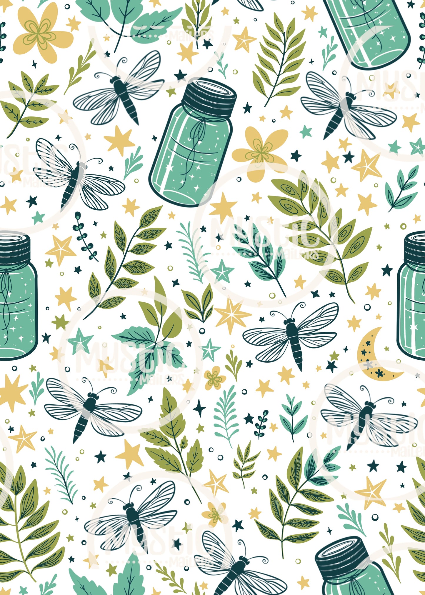 Dragonflies and Mason Jars Seamless PDF